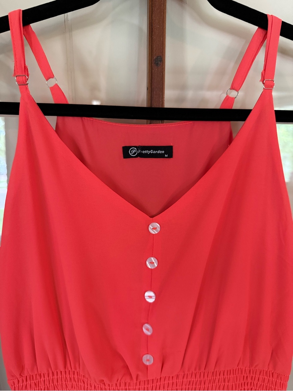 Sleeveless Coral Maxi Dress with Button Front - Picture 6 of 7